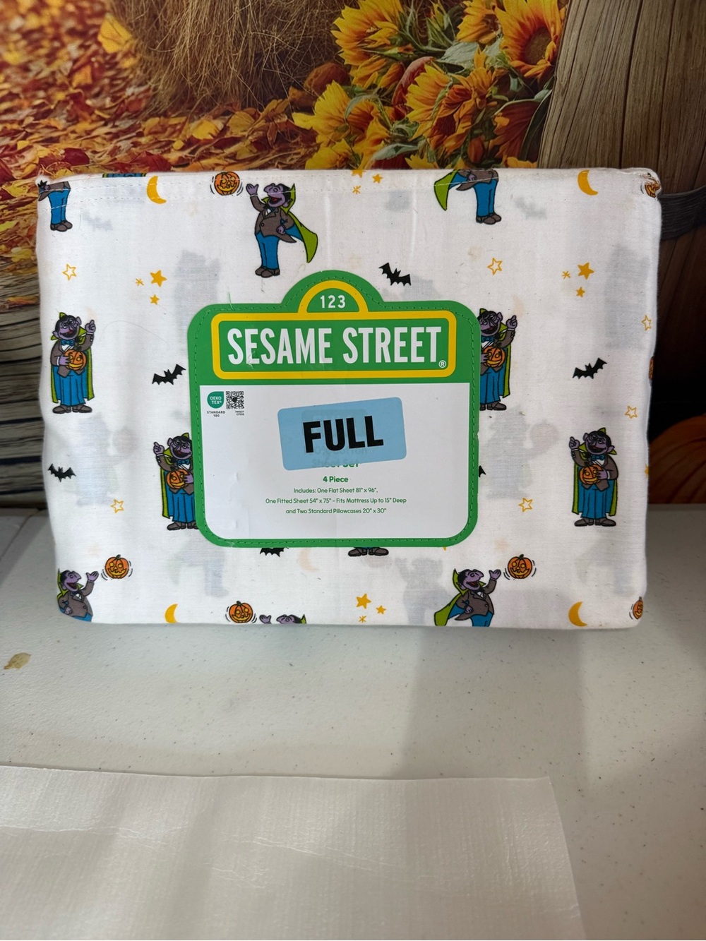 Sesame Street Count Dracula Kids Bedding - White full size